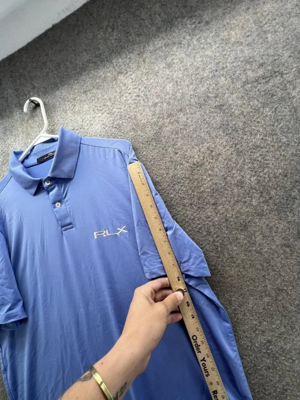RLX Ralph Lauren Polo Shirt Mens Large Blue Solid Golf Performance Stretch